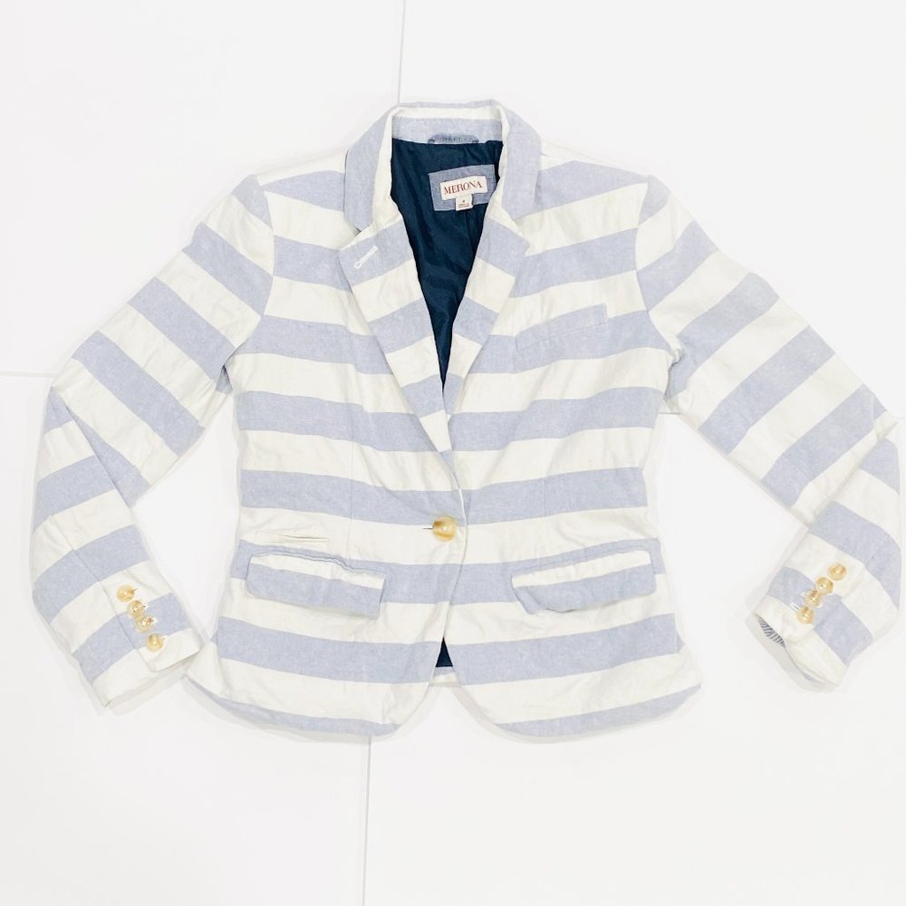Merona Chambray Striped Blazer, size 4.